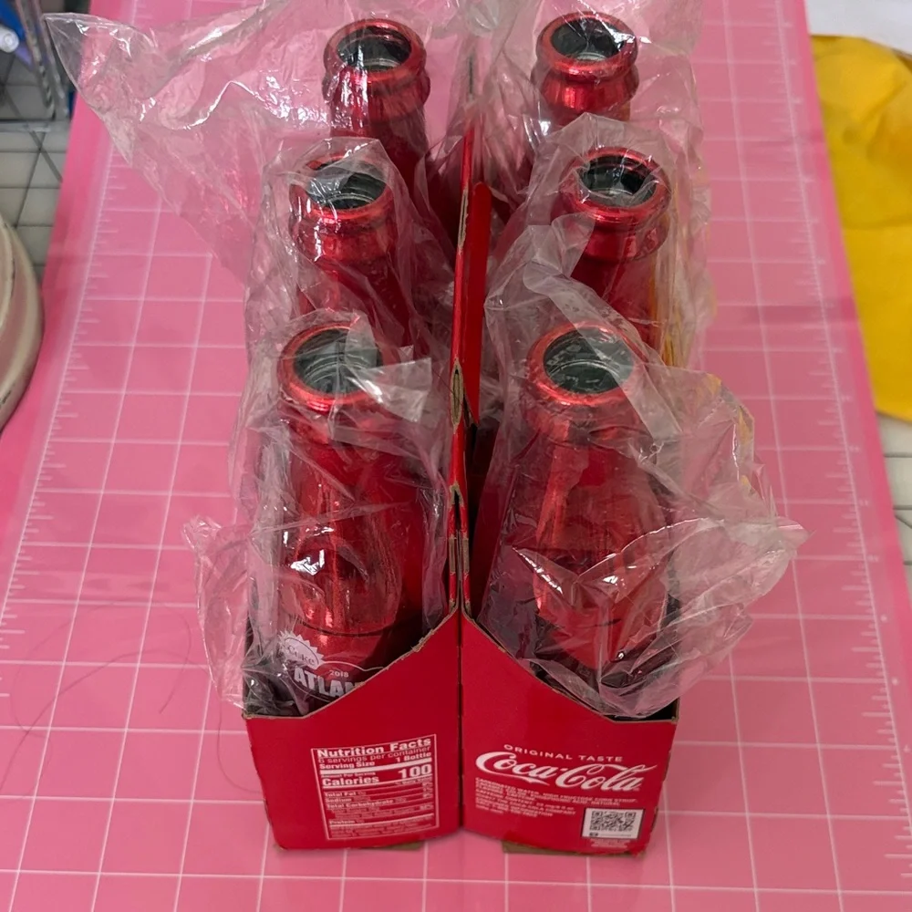 6 ATLANTA Coca Cola Red Bottles Party Pack with Iconic Atlanta Olympics era